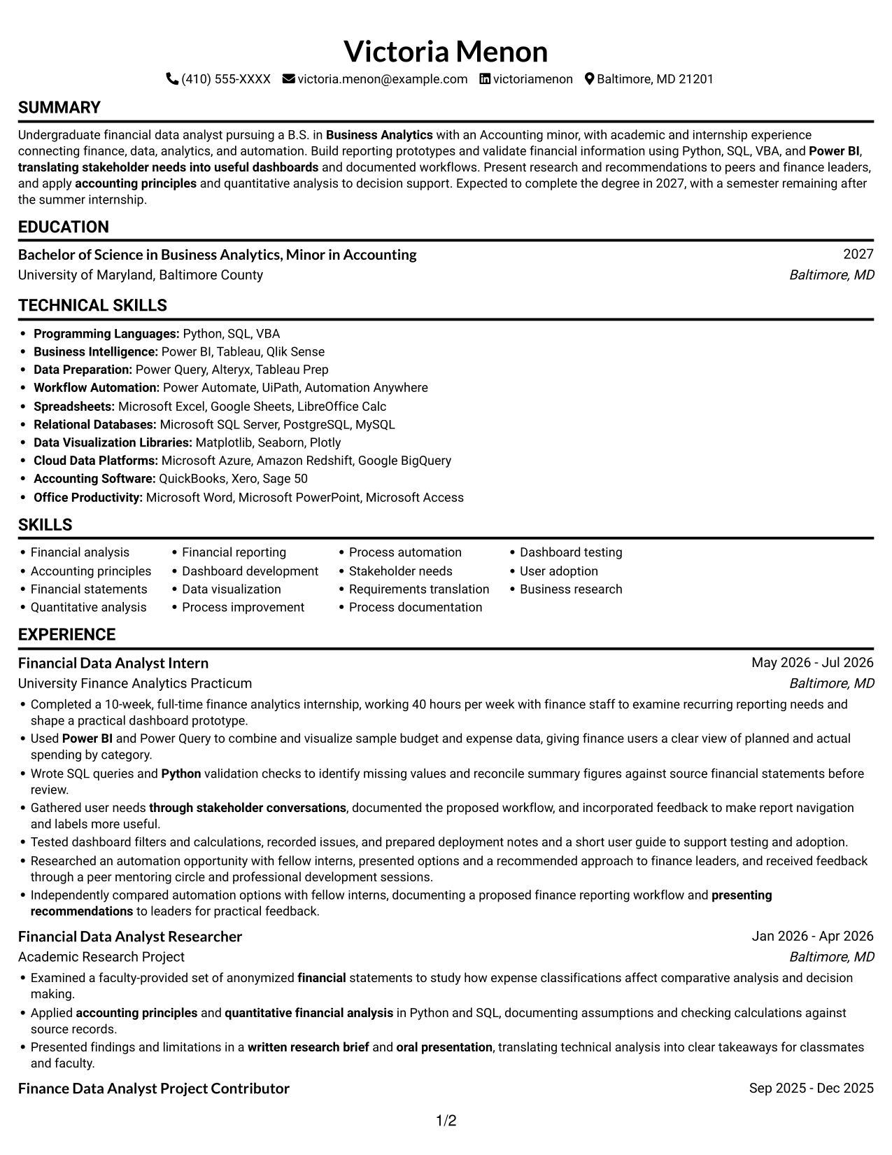 Resume example — page 1