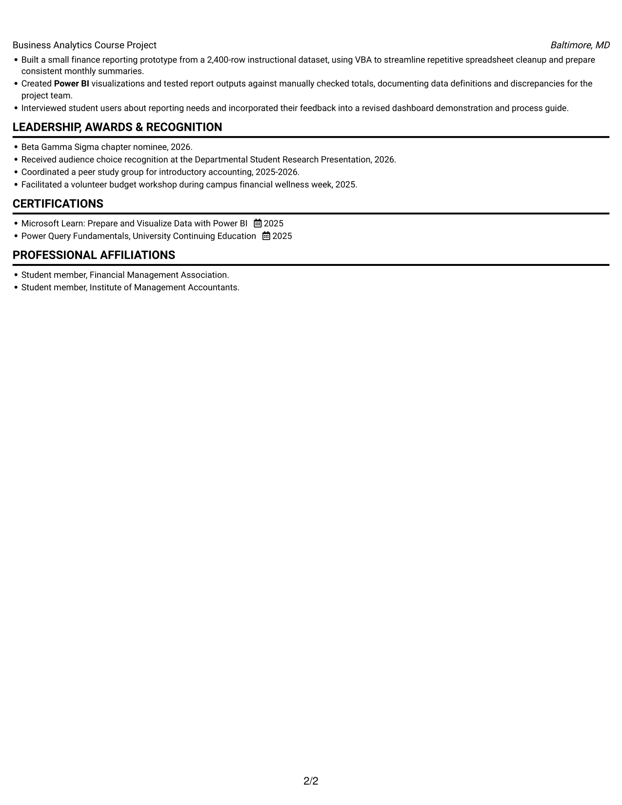 Resume example — page 2