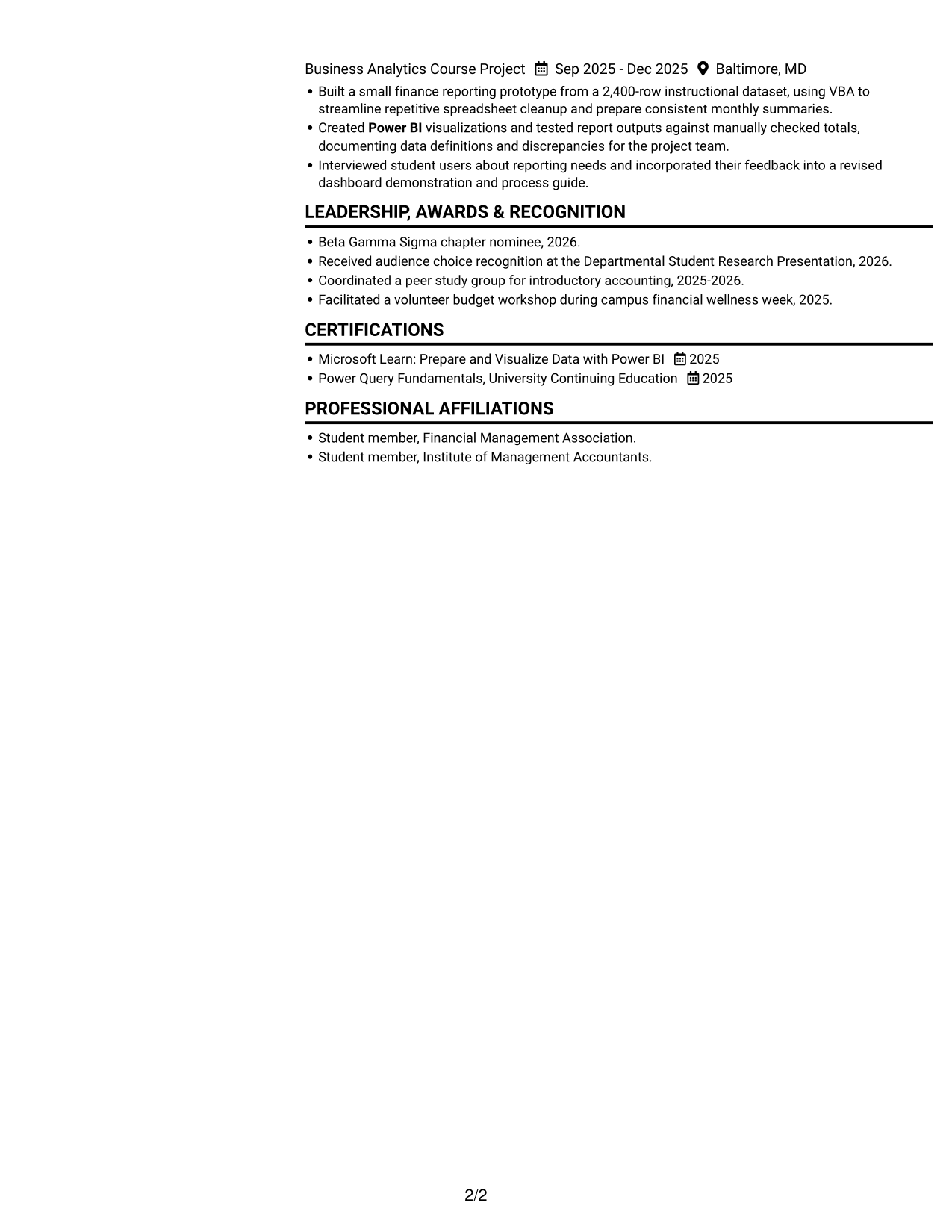 Resume example — page 2