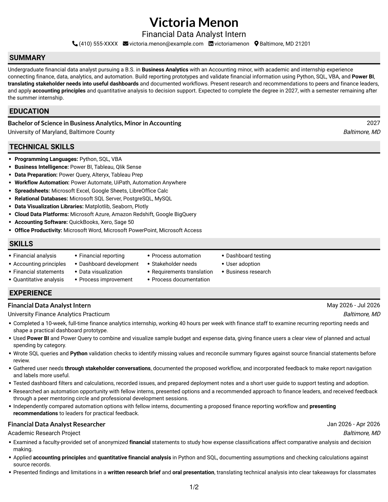 Resume example — page 1