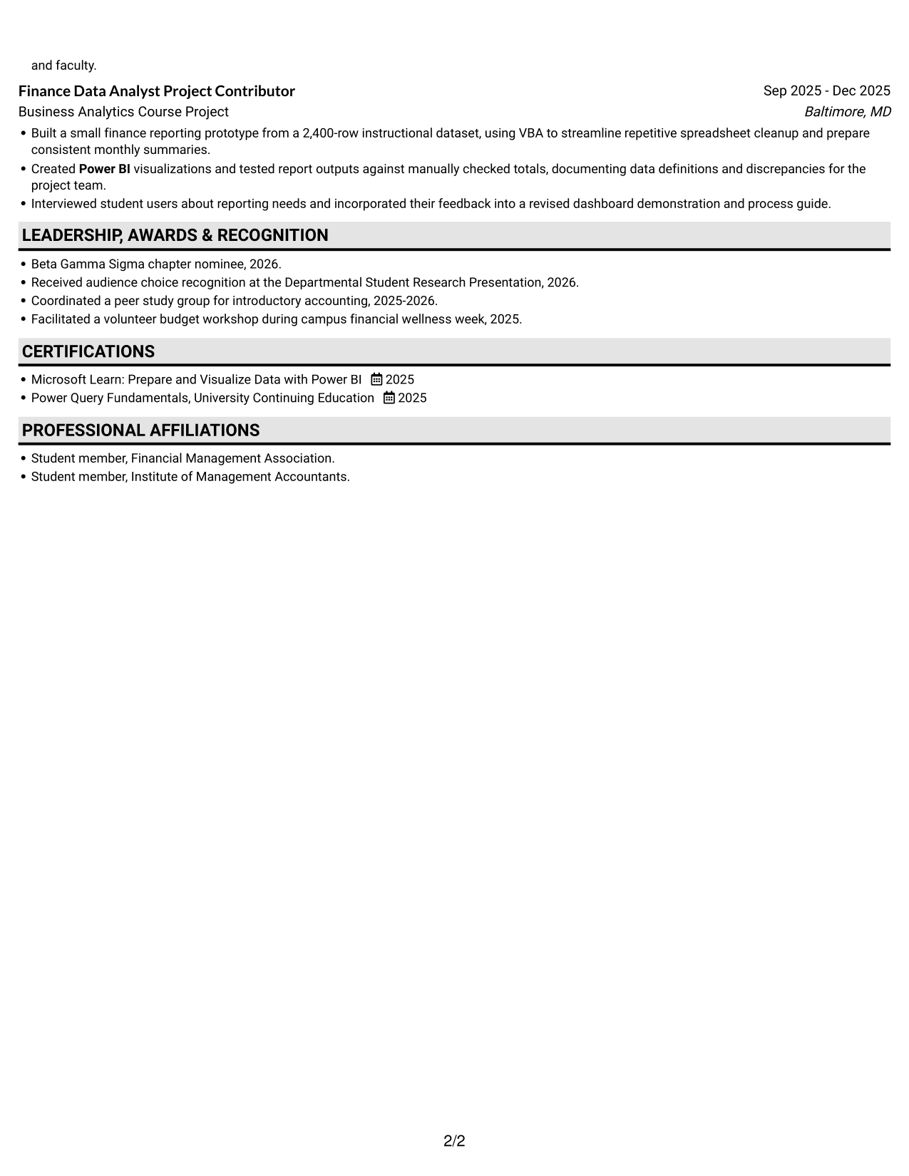 Resume example — page 2