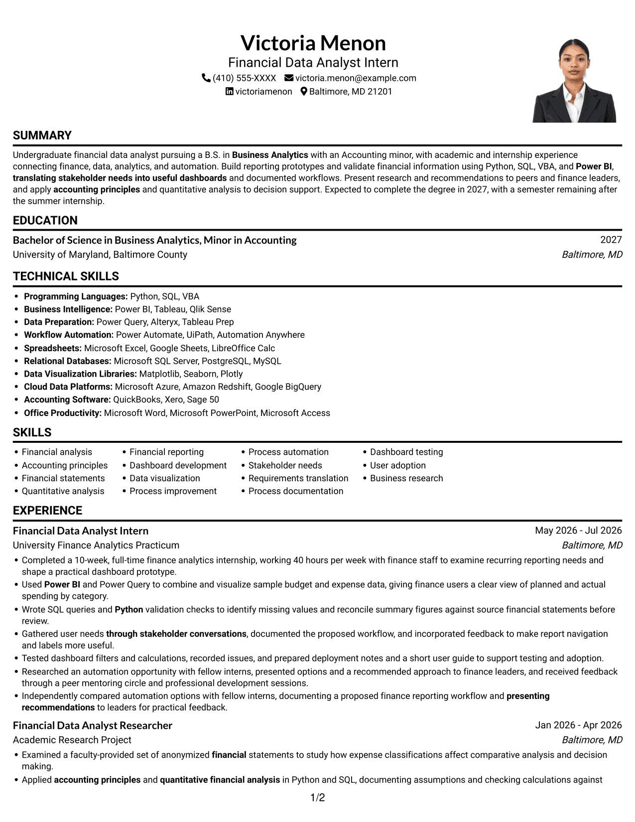 Resume example — page 1