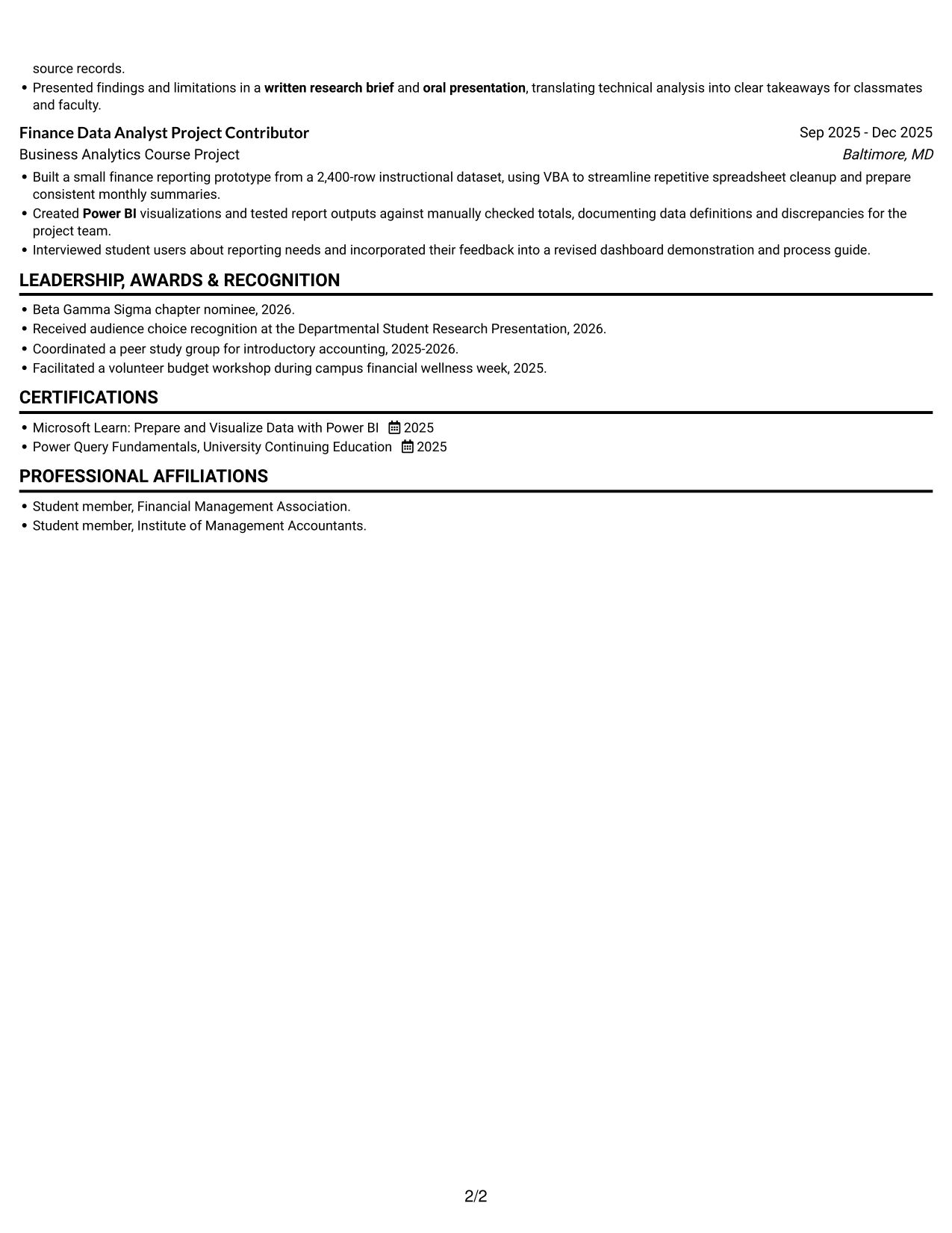 Resume example — page 2