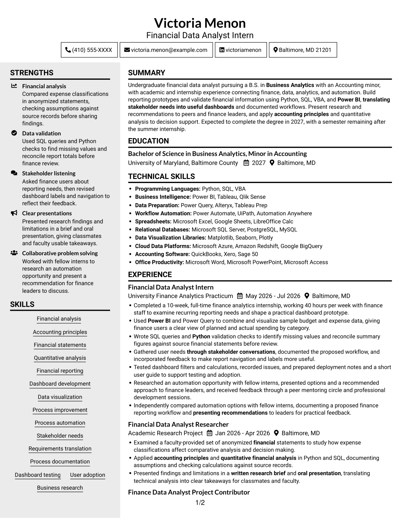 Resume example — page 1