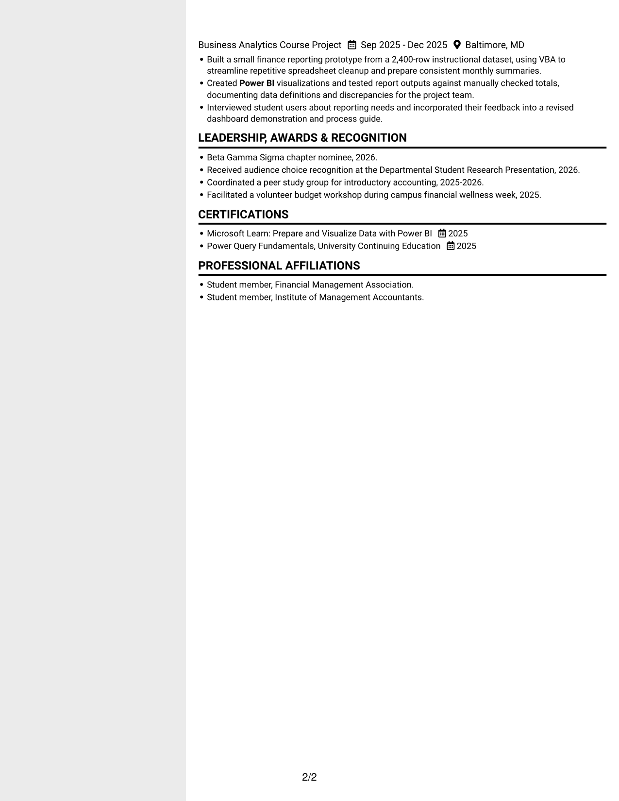 Resume example — page 2