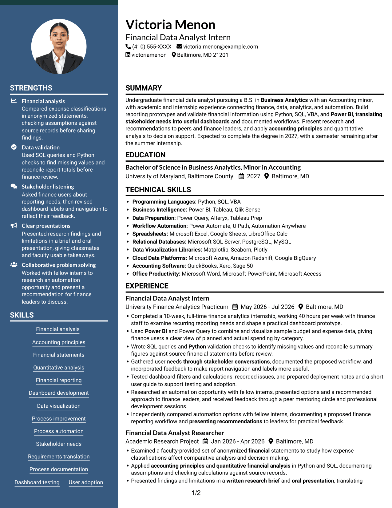 Resume example — page 1