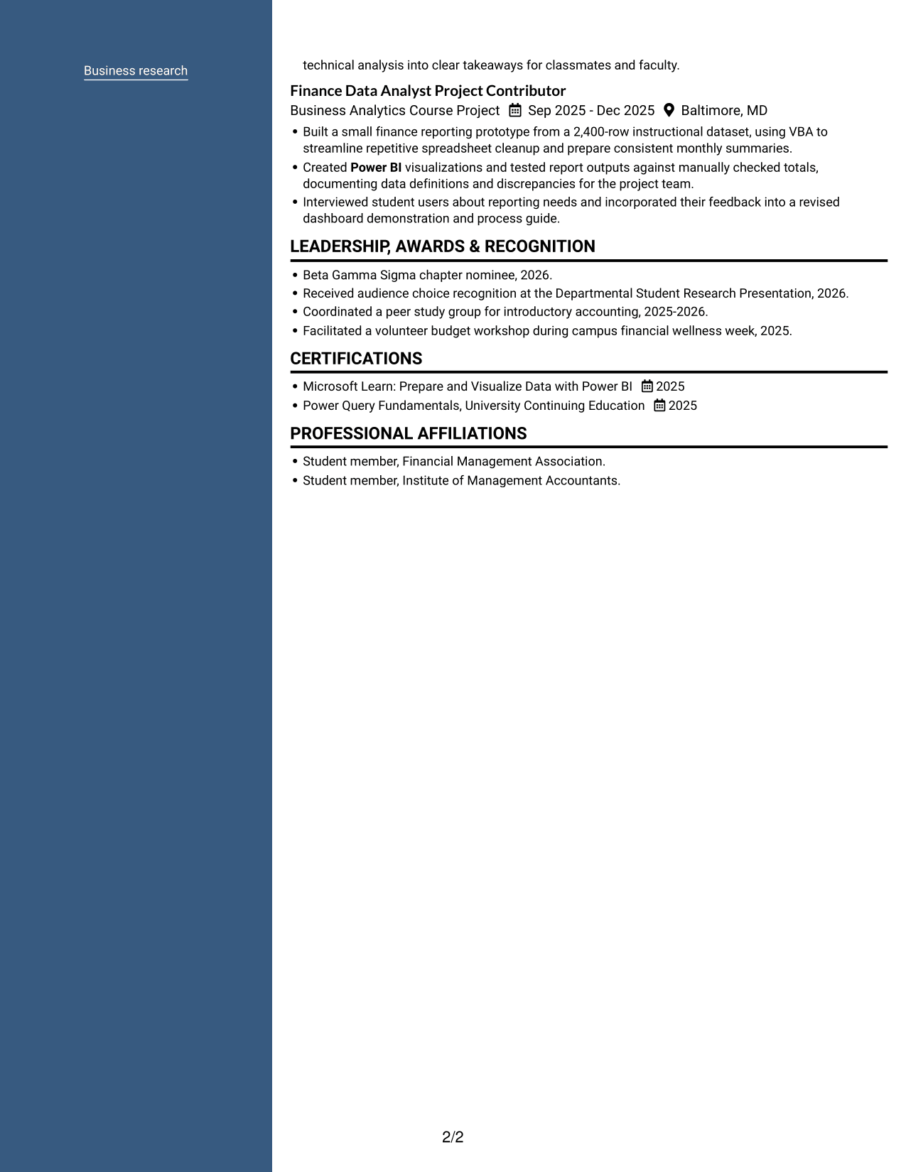 Resume example — page 2