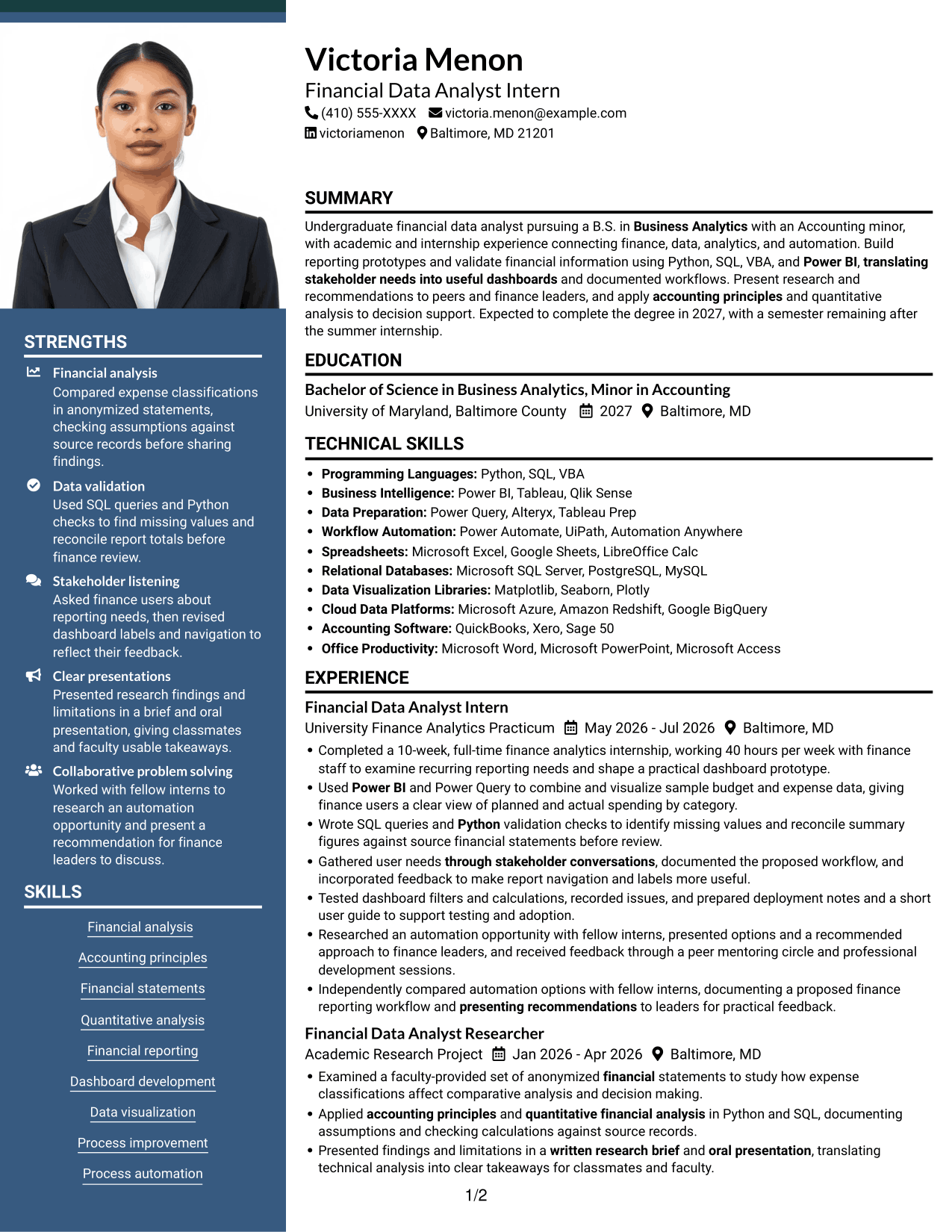 Resume example — page 1