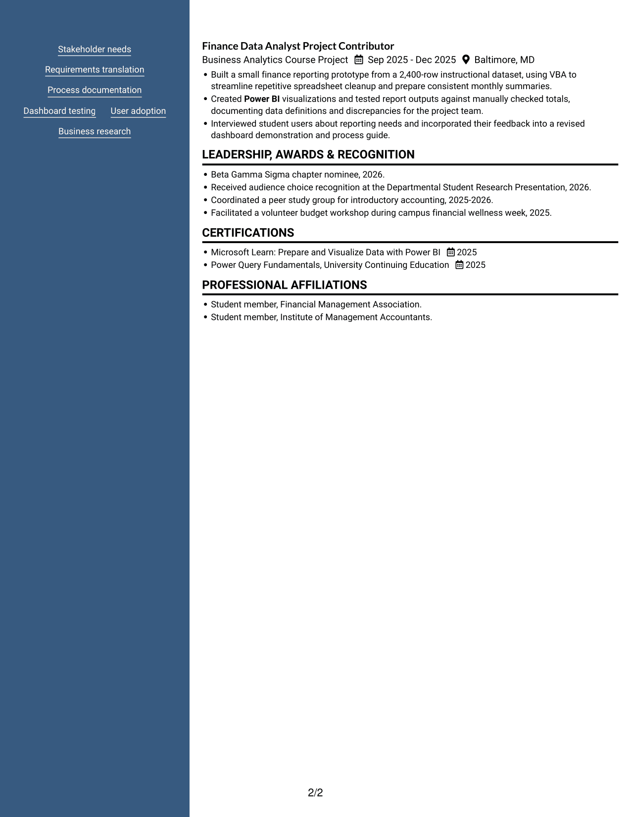 Resume example — page 2