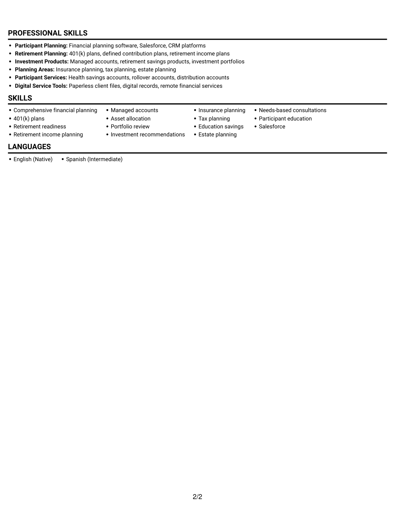 Resume example — page 2