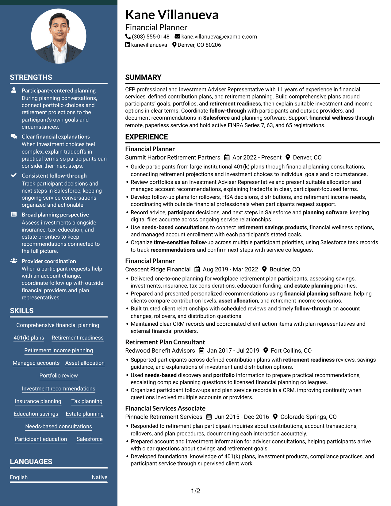 Resume example — page 1