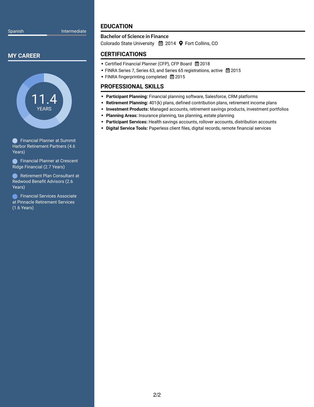 Resume example — page 2