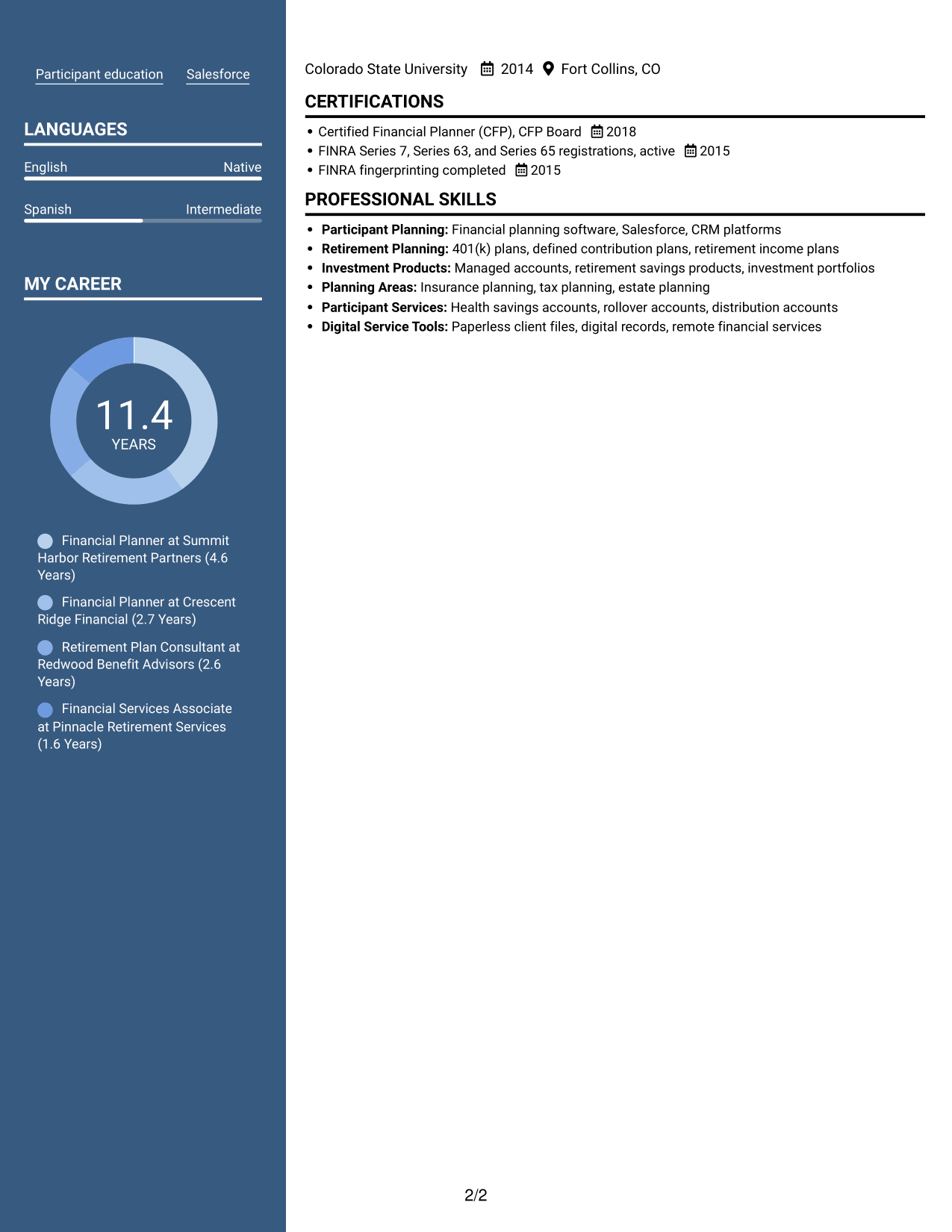 Resume example — page 2