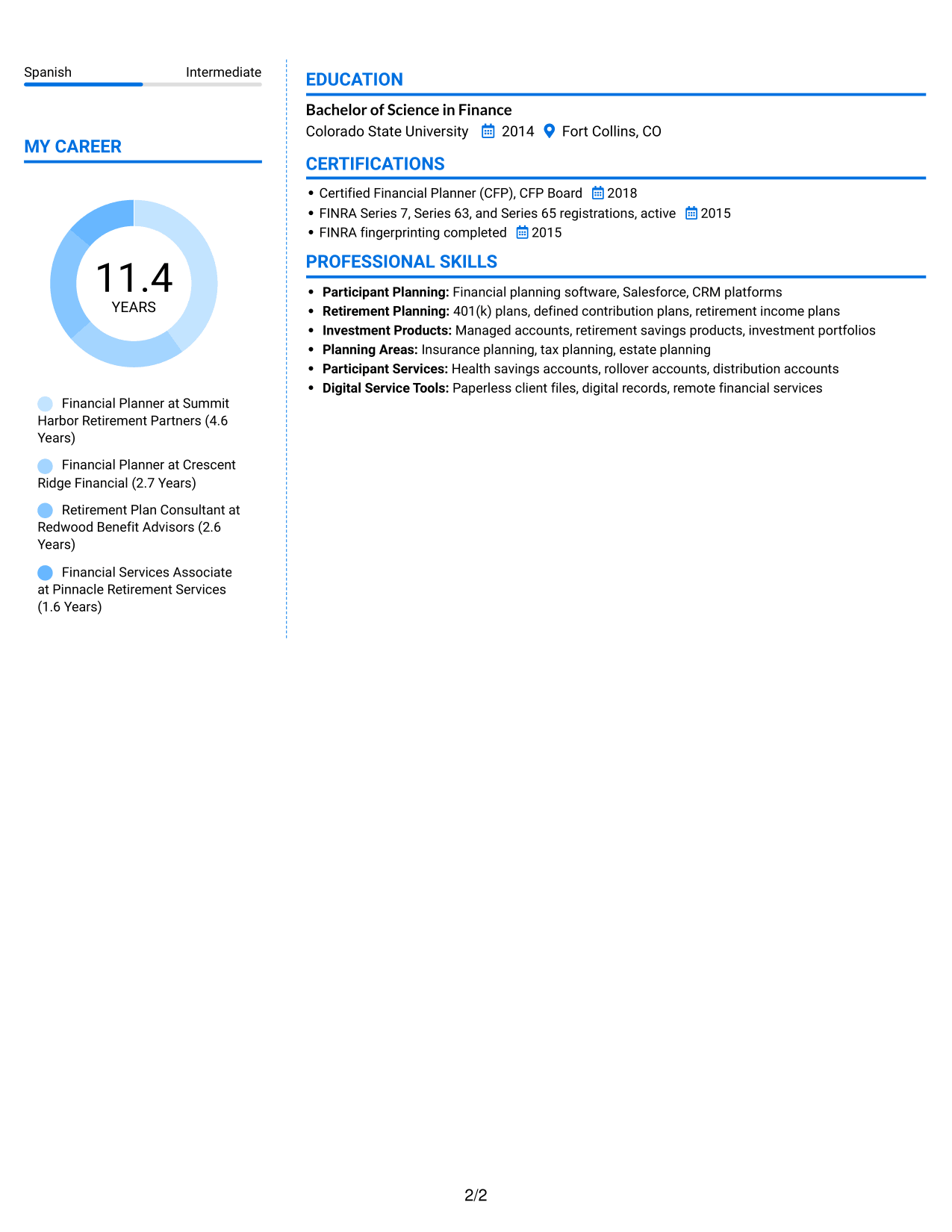 Resume example — page 2