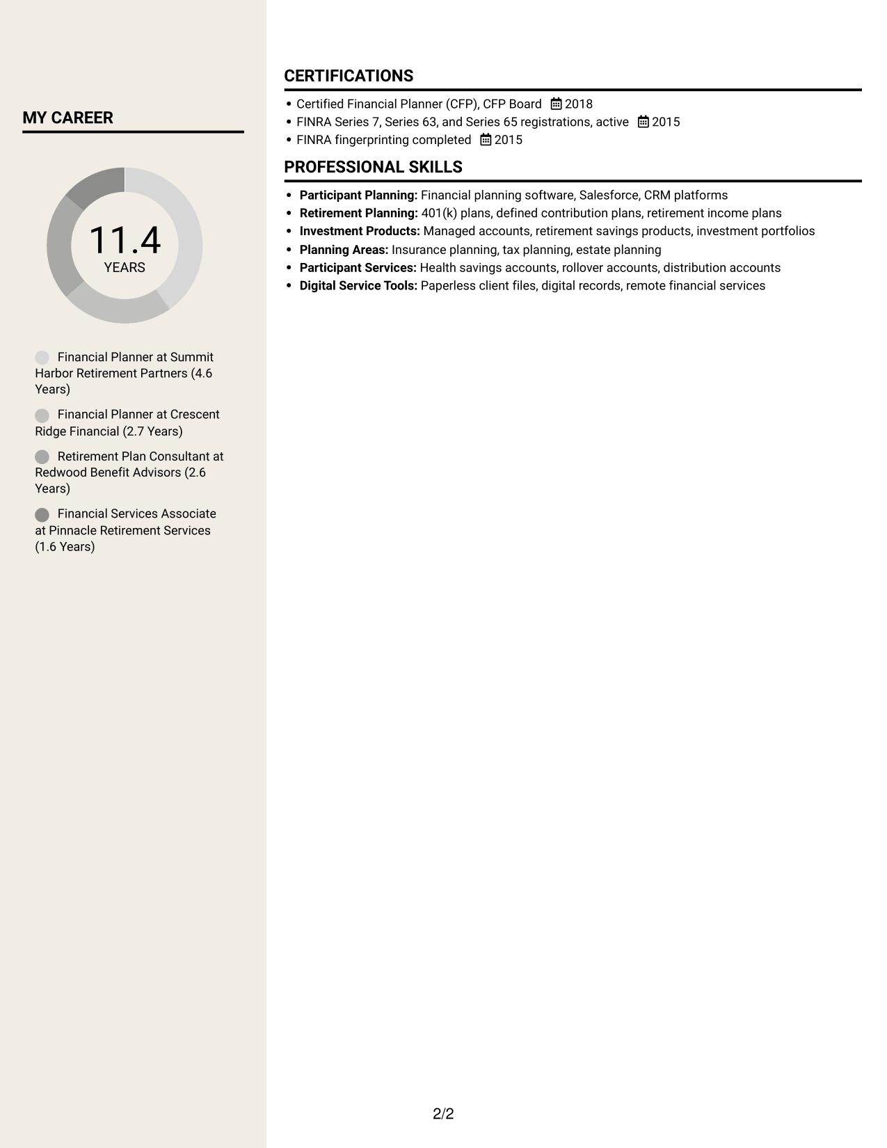 Resume example — page 2