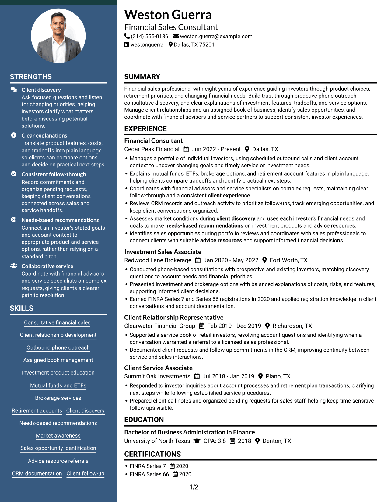 Resume example — page 1