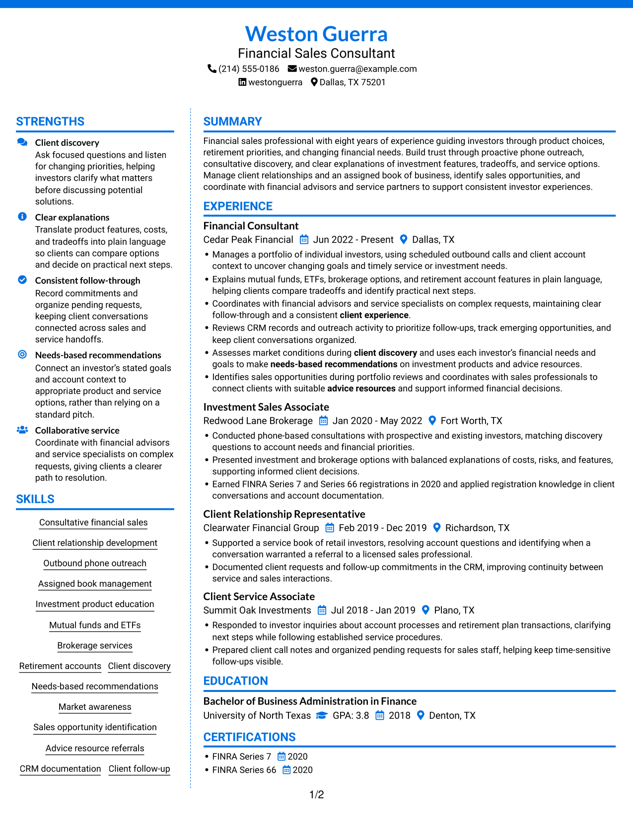 Resume example — page 1