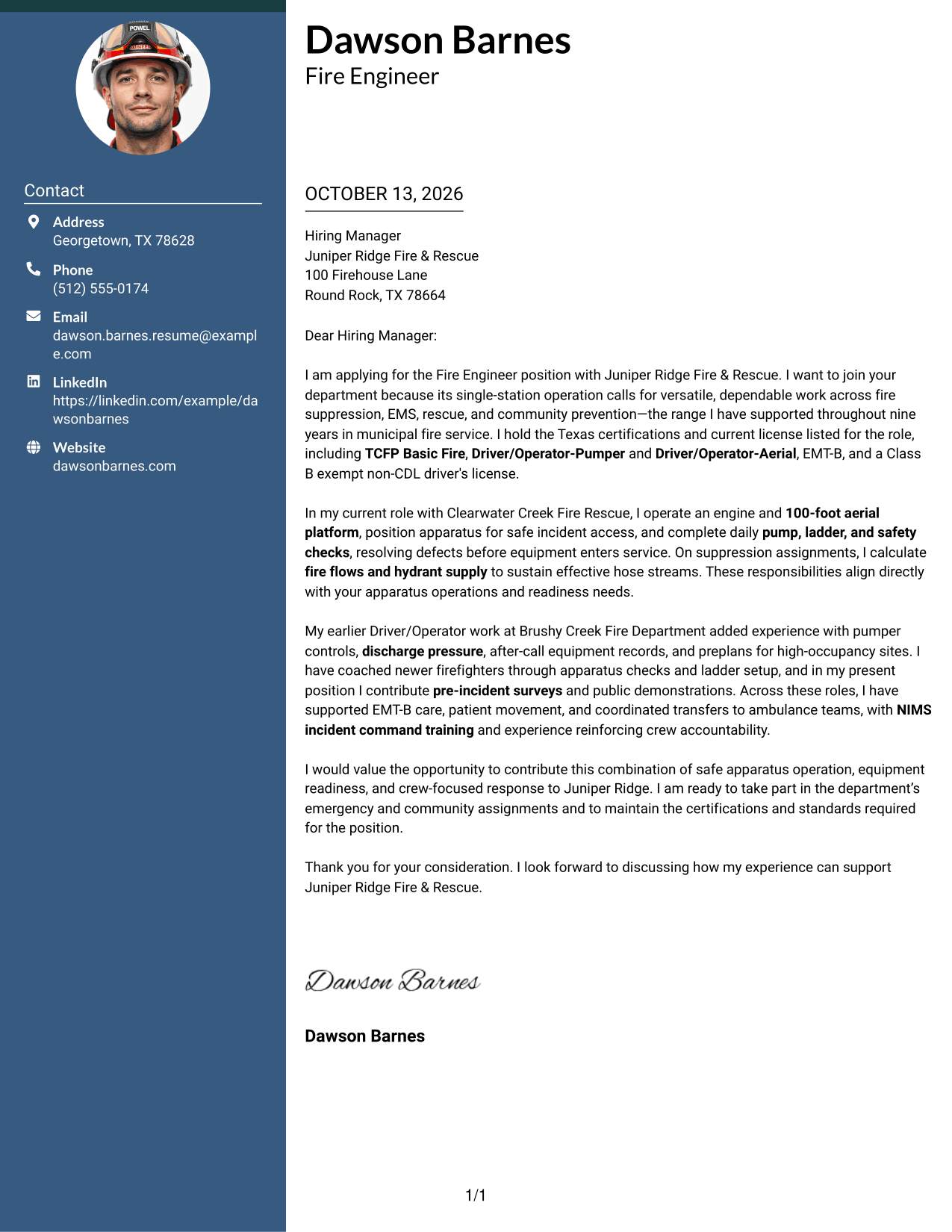 Cover Letter Example Page 1
