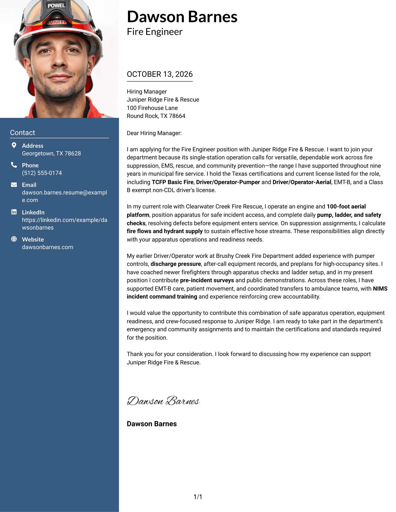 Cover Letter Example Page 1