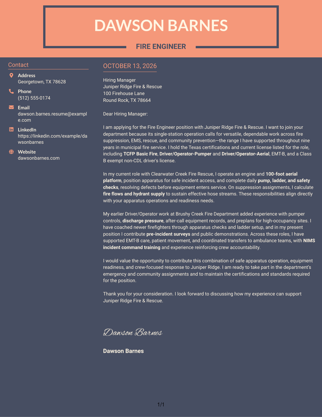 Cover Letter Example Page 1