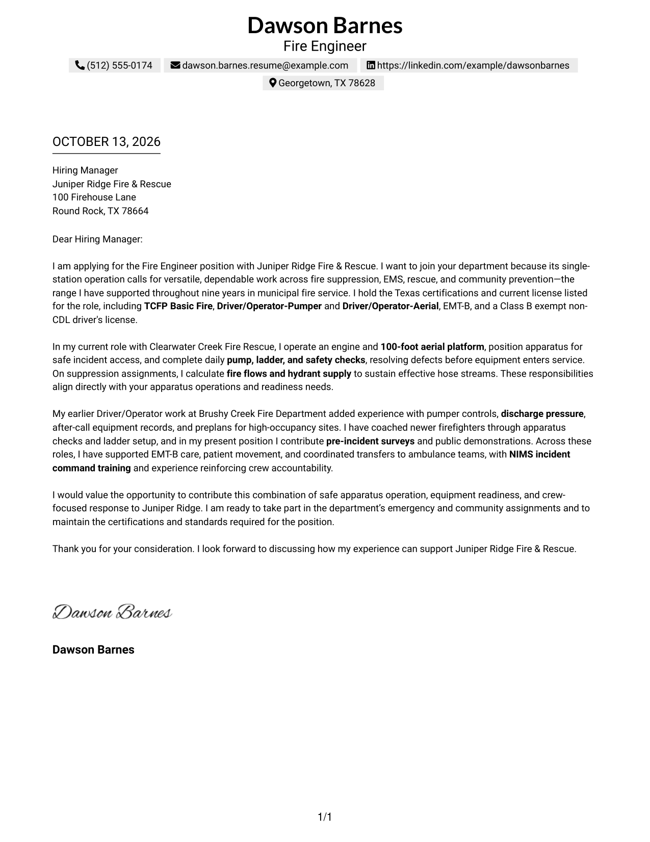 Text/Fang Style Cover Letter Preview