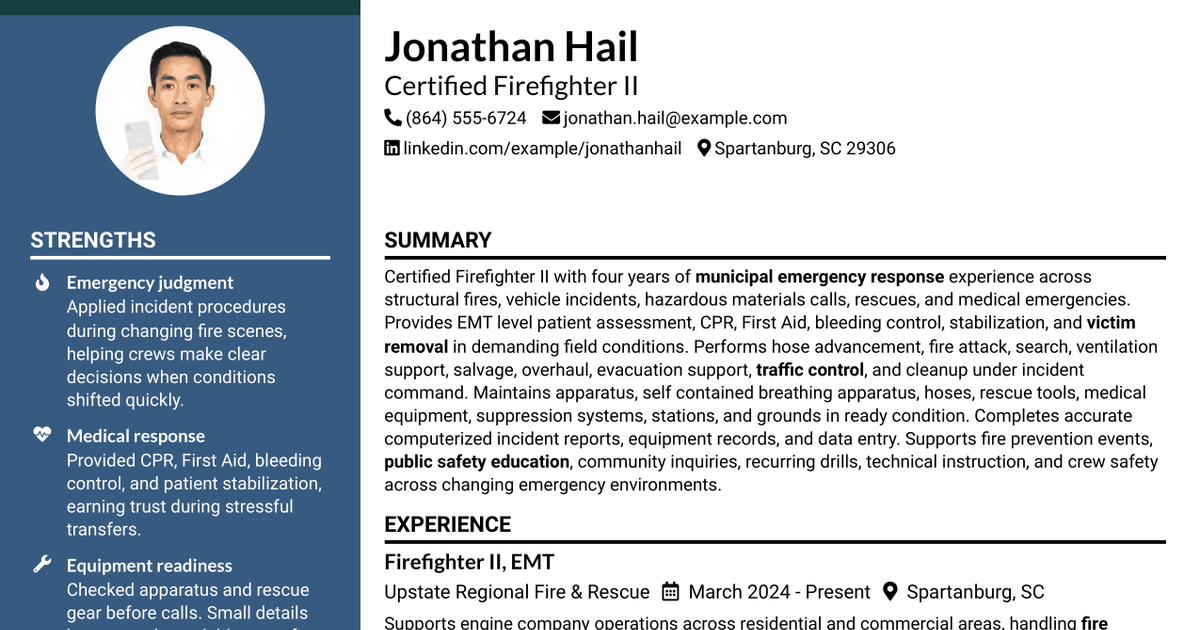 7 Firefighter (Certified) Resume Templates with Example