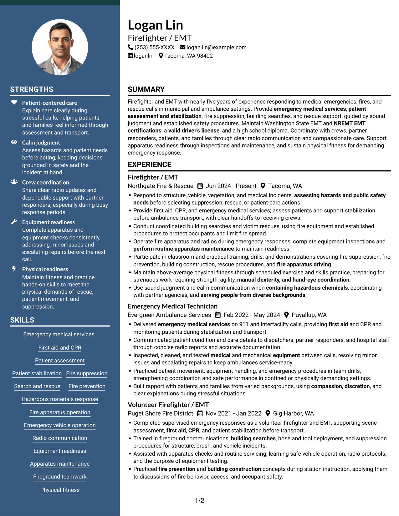 Resume example — page 1