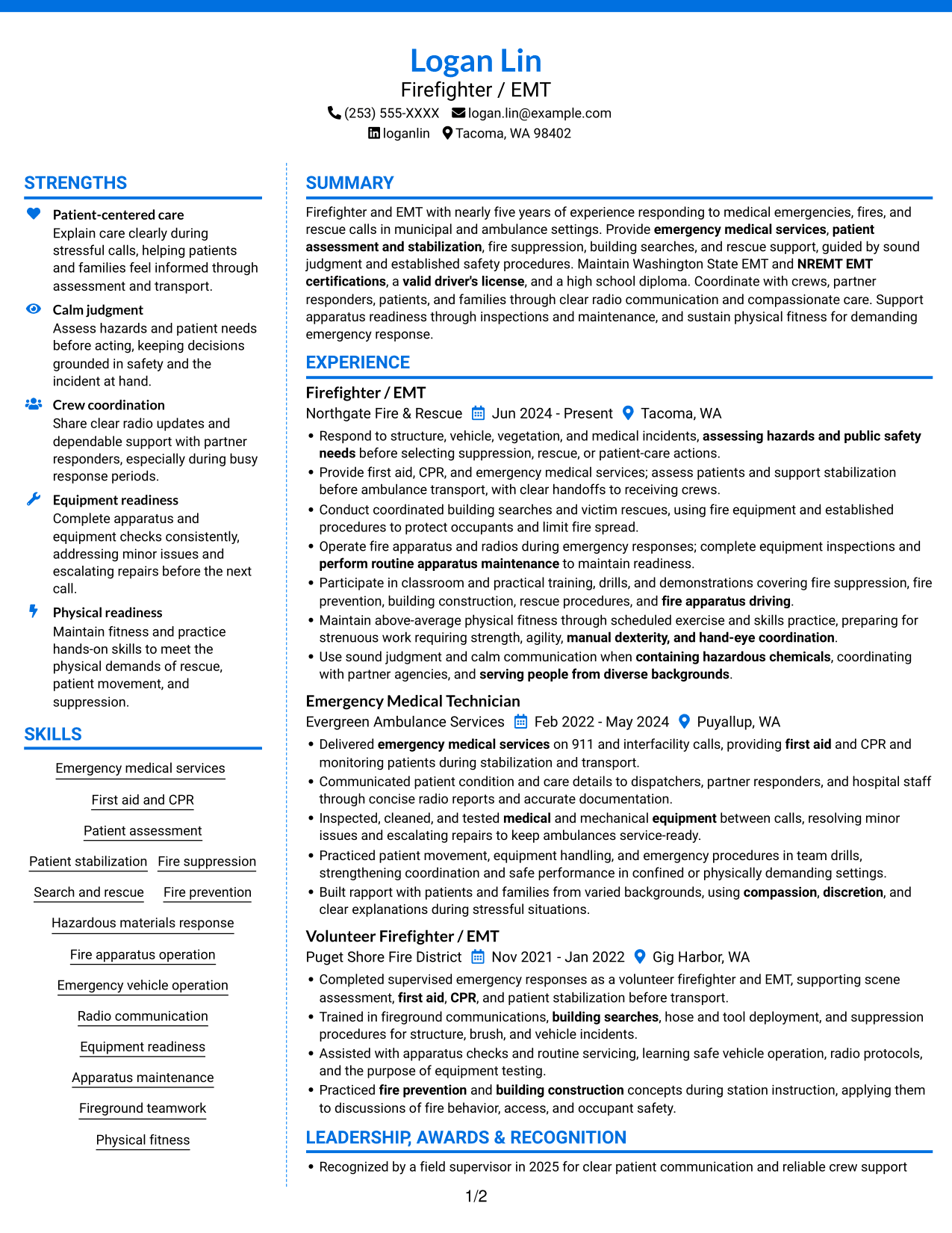 Resume example — page 1