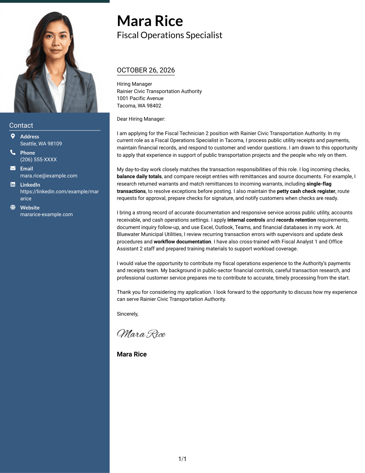 Cover letter example — page 1