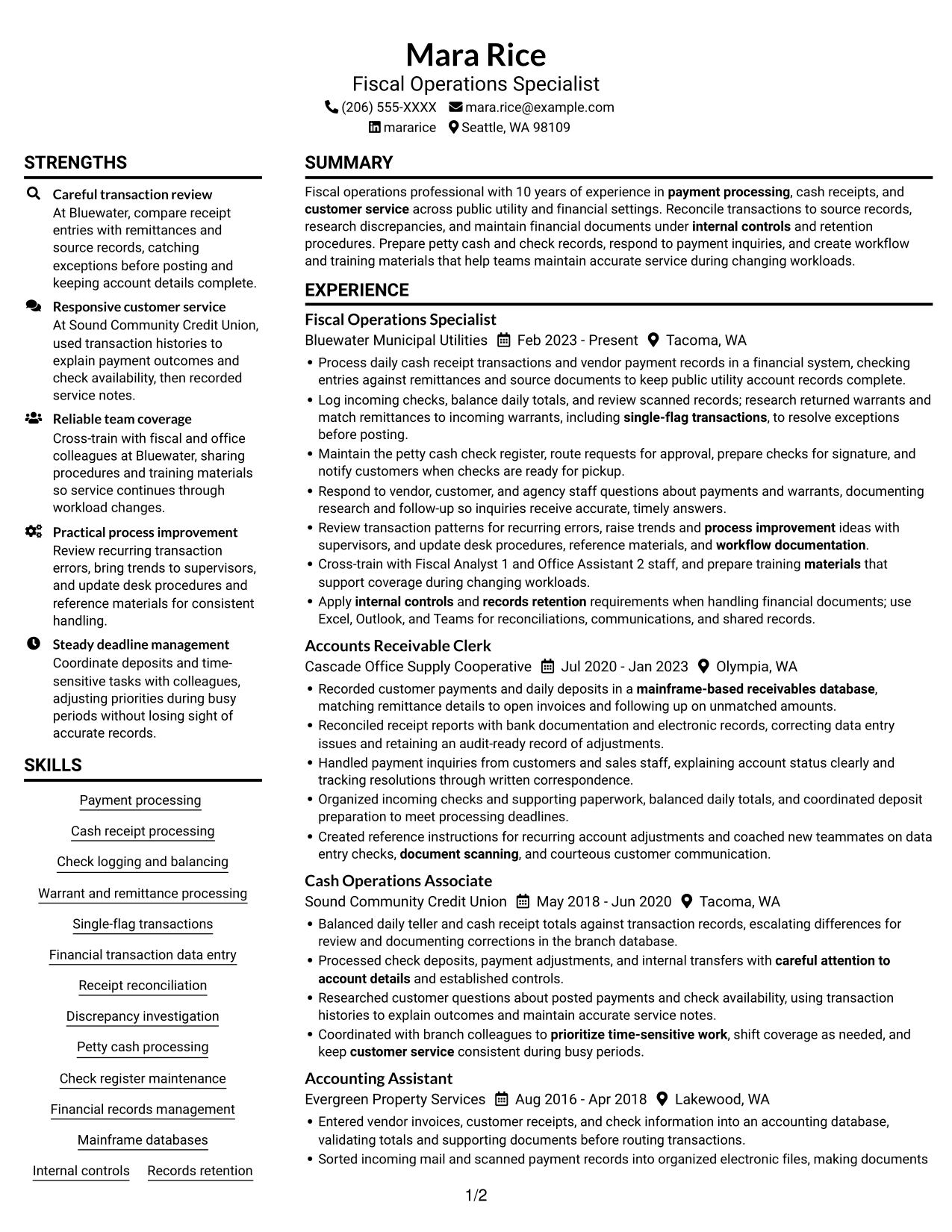 Resume example — page 1