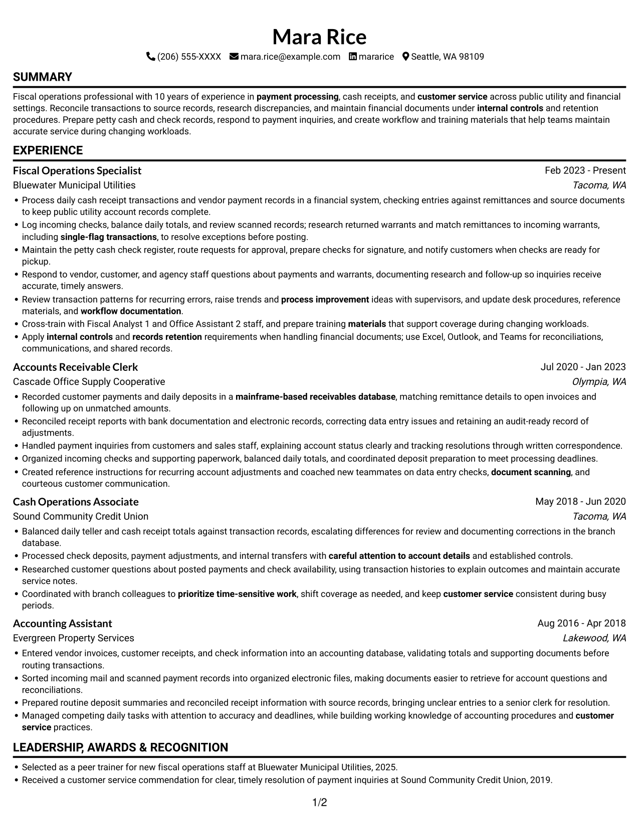 Resume example — page 1