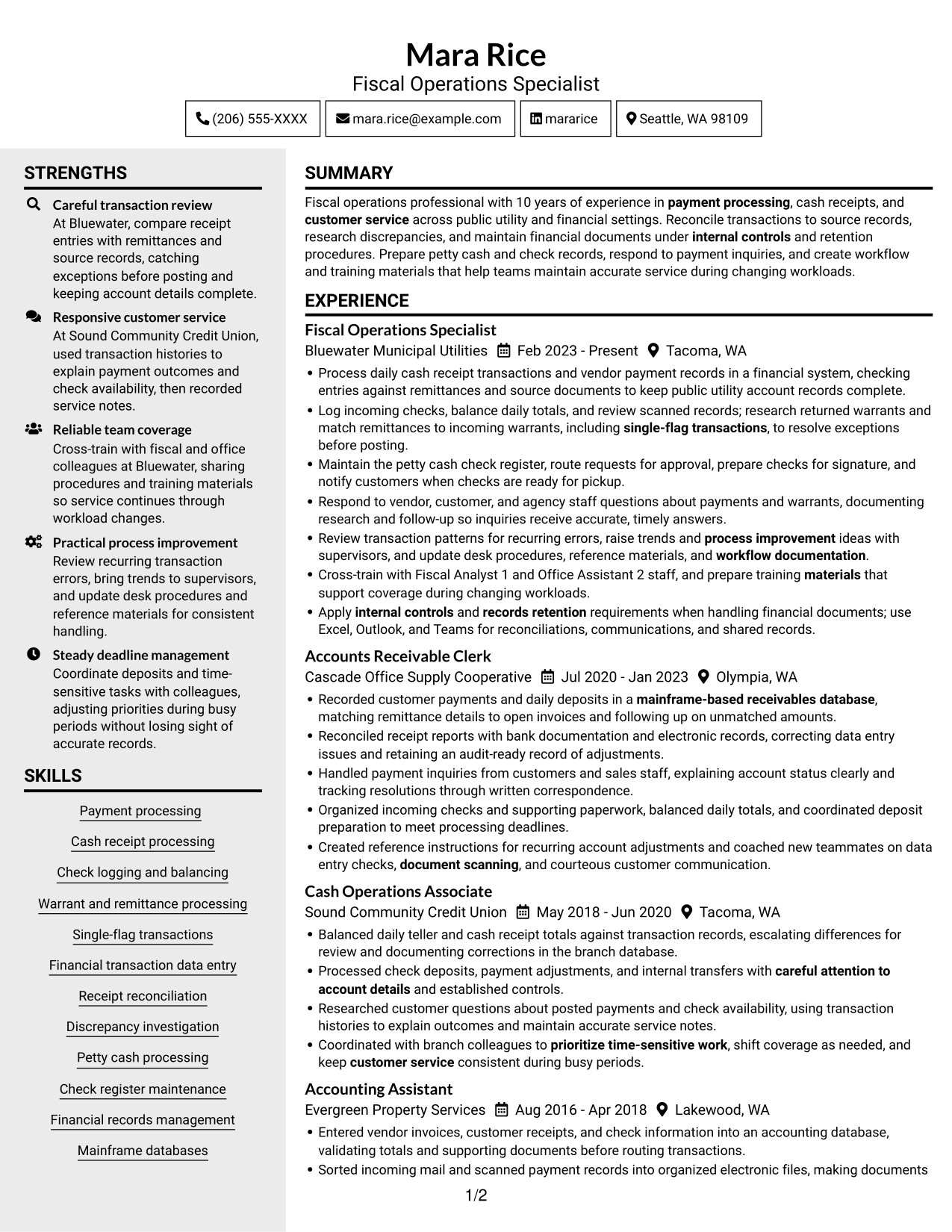 Resume example — page 1