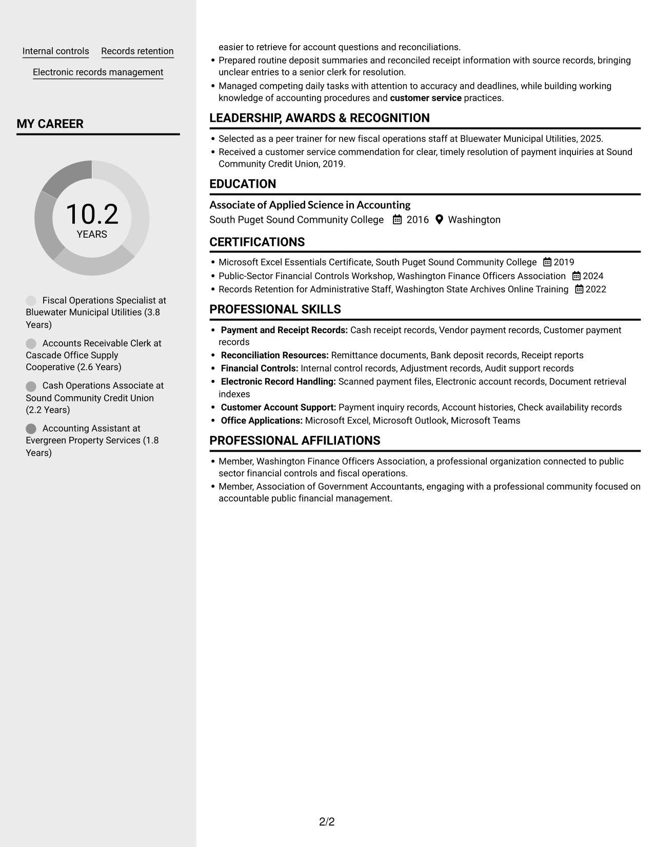 Resume example — page 2
