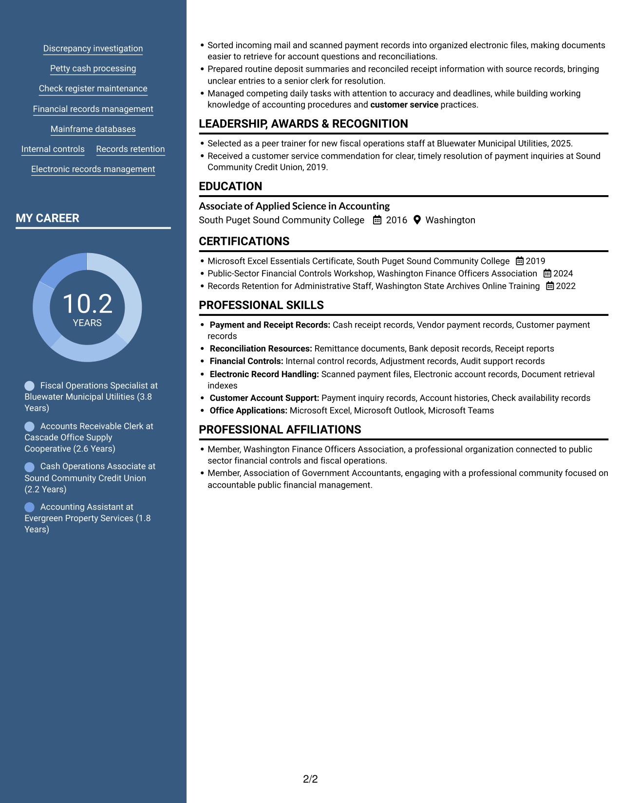Resume example — page 2