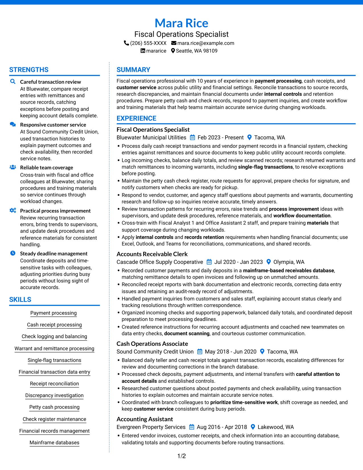 Resume example — page 1