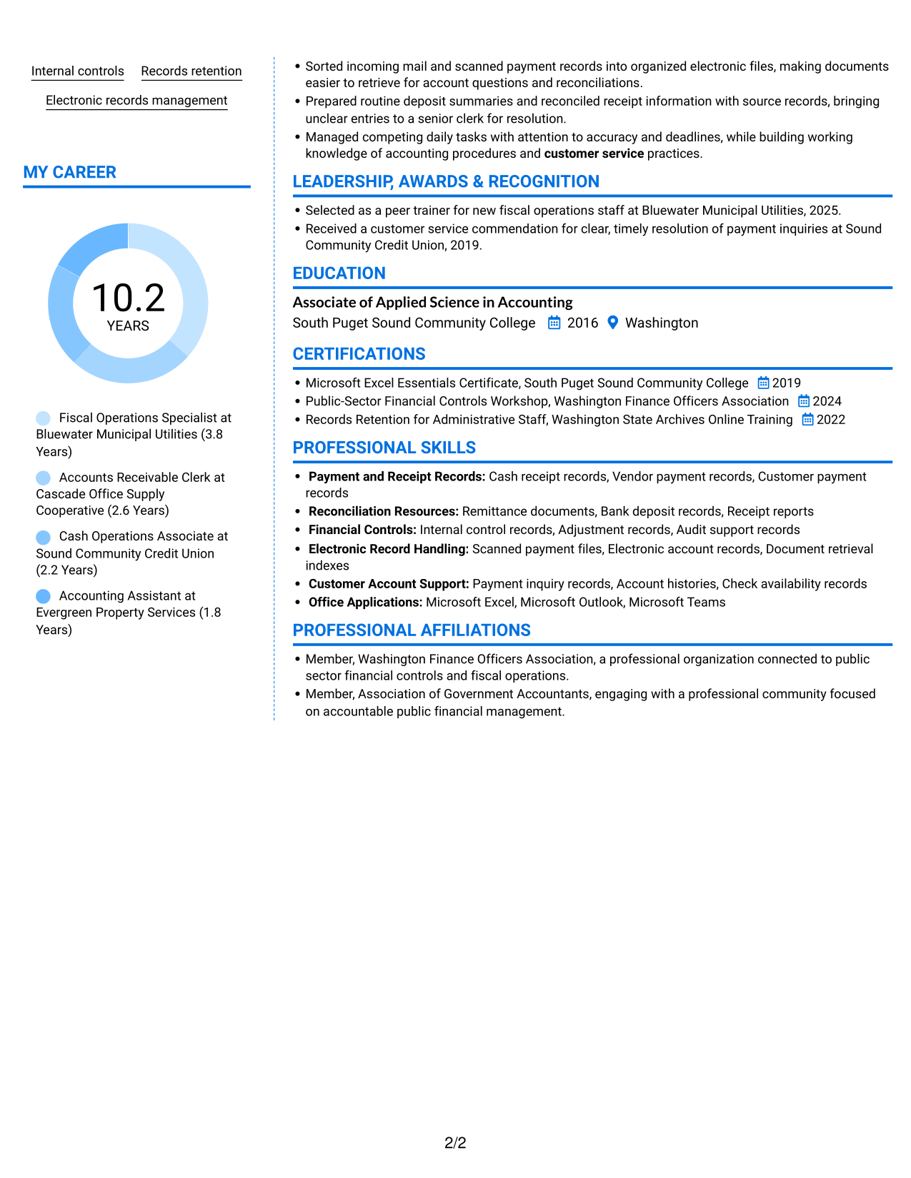 Resume example — page 2