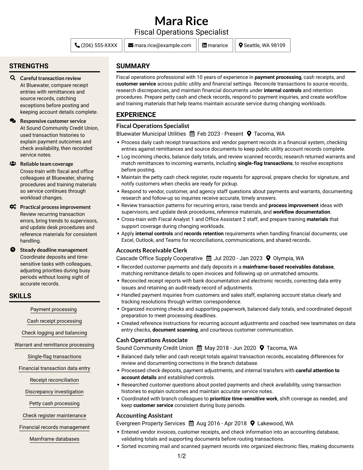 Resume example — page 1