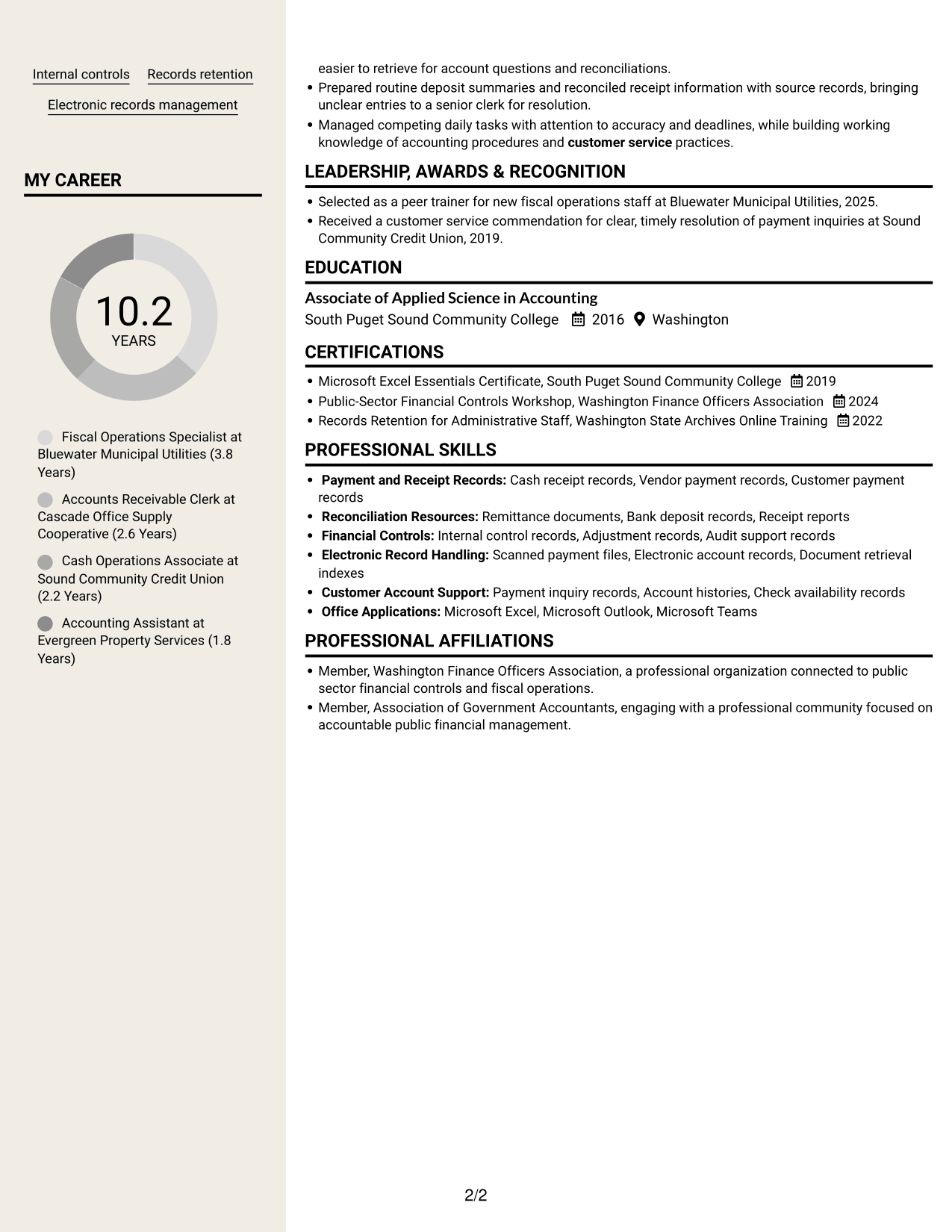 Resume example — page 2