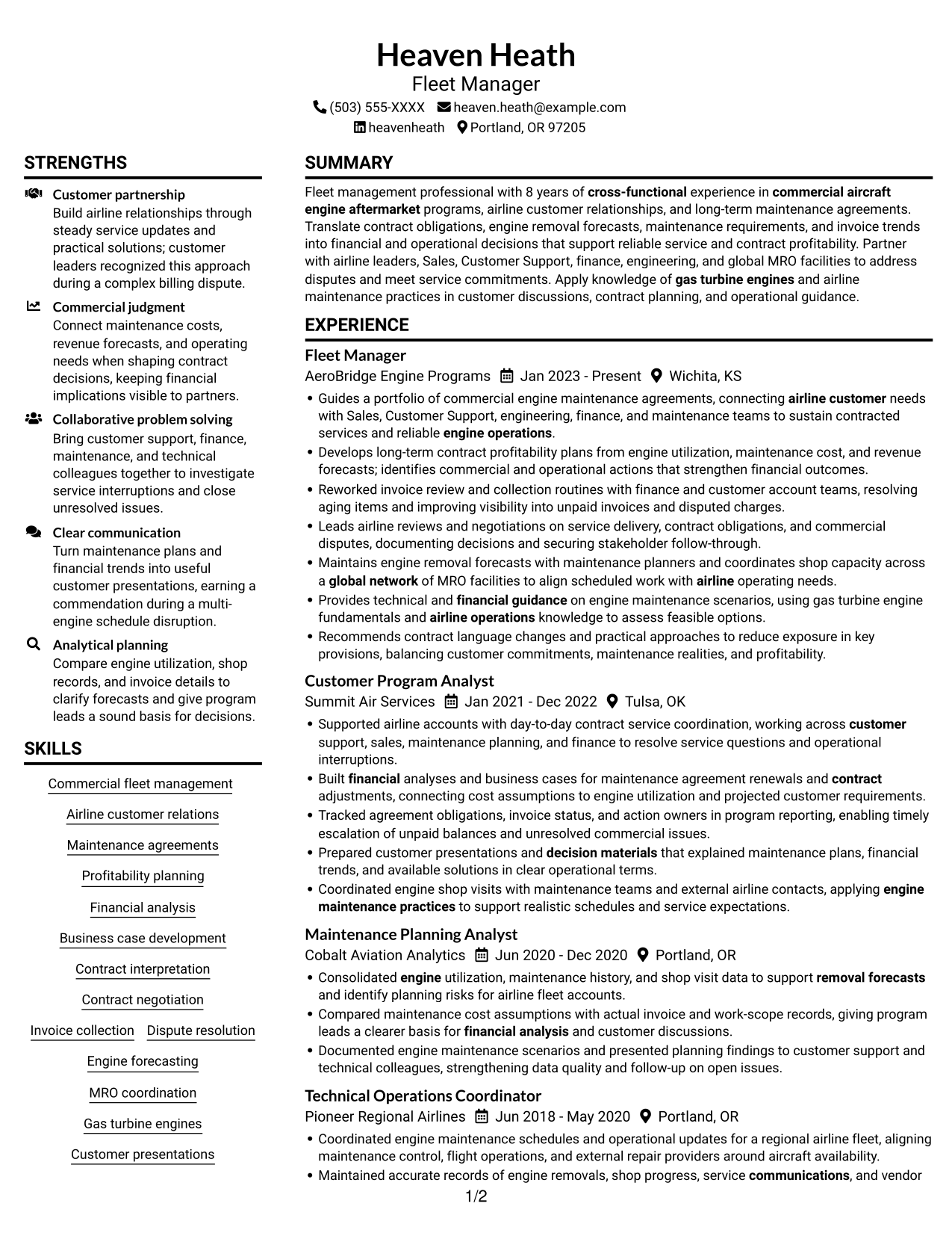 Resume example — page 1