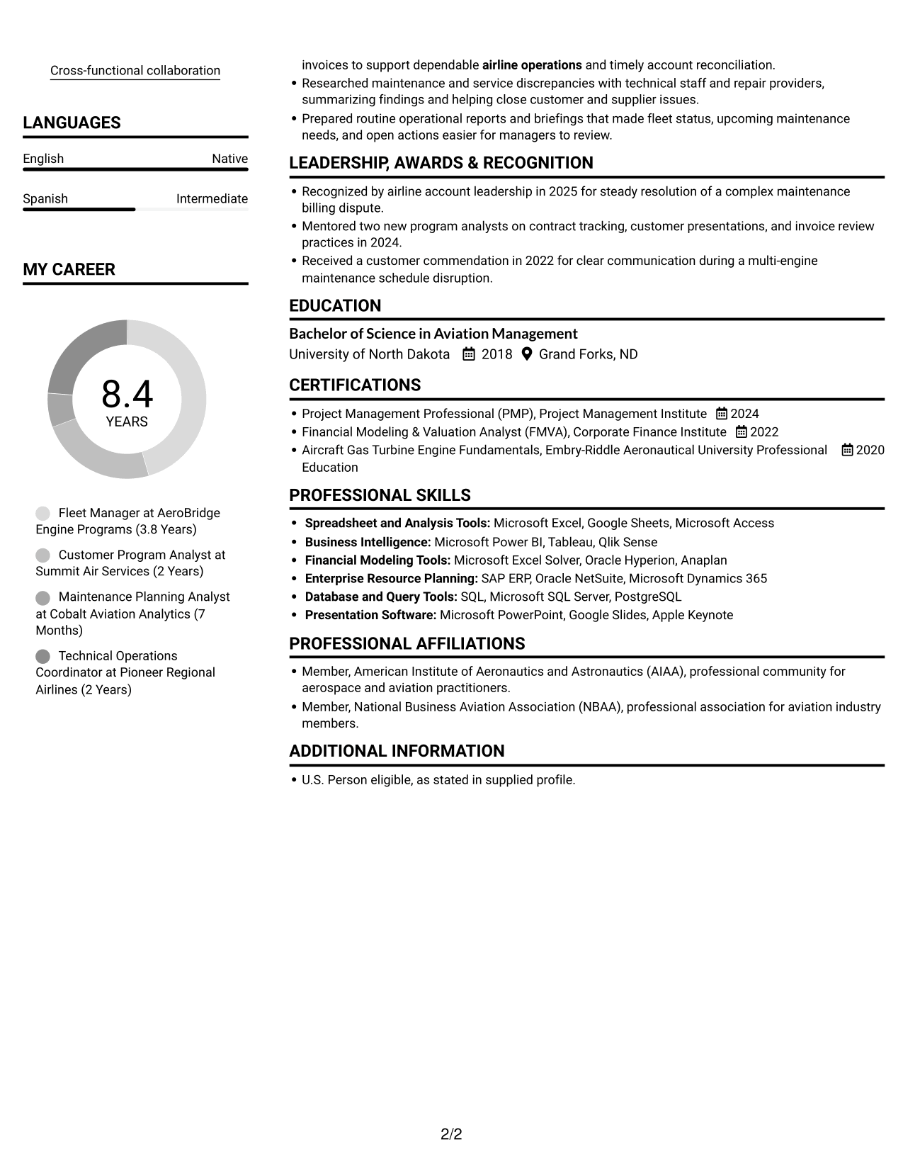 Resume example — page 2