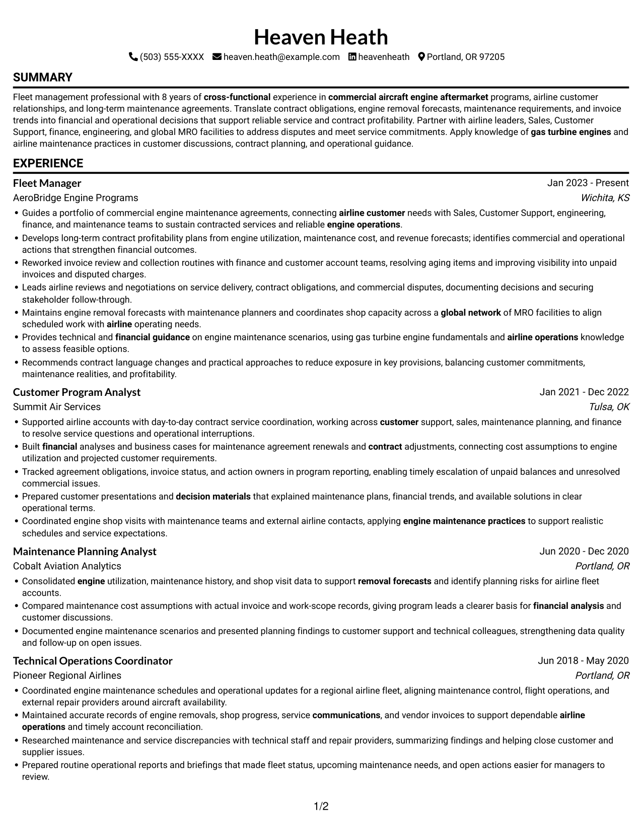 Resume example — page 1