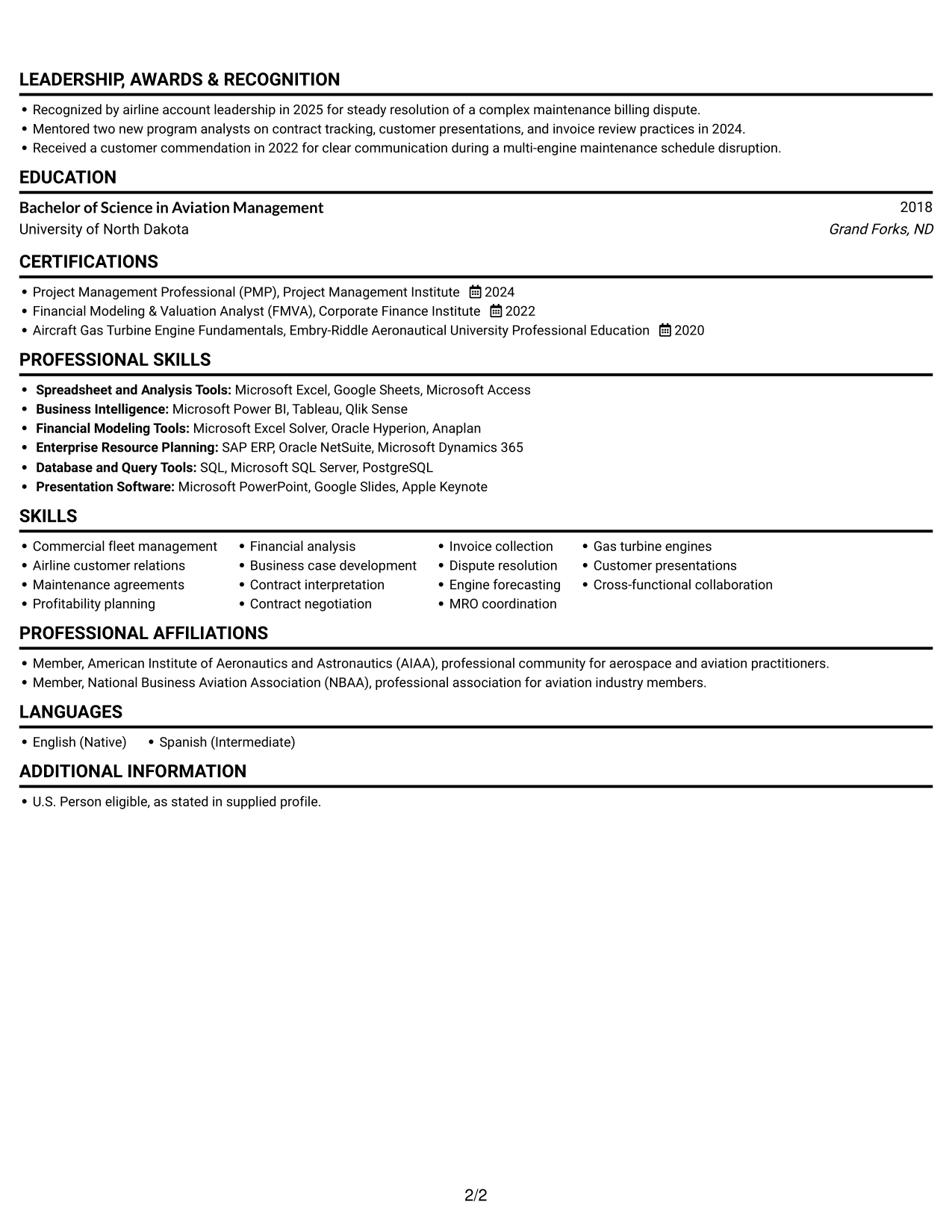 Resume example — page 2