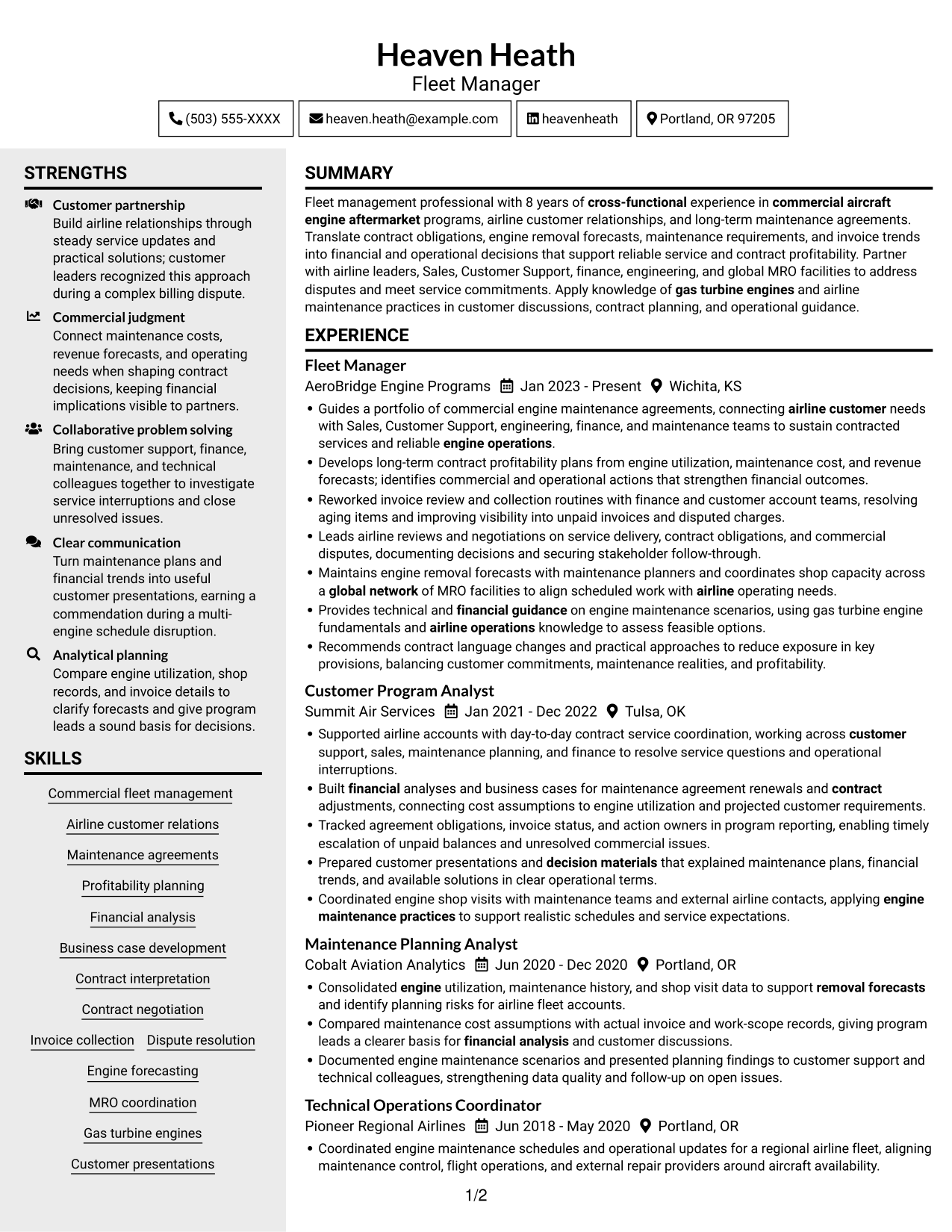 Resume example — page 1