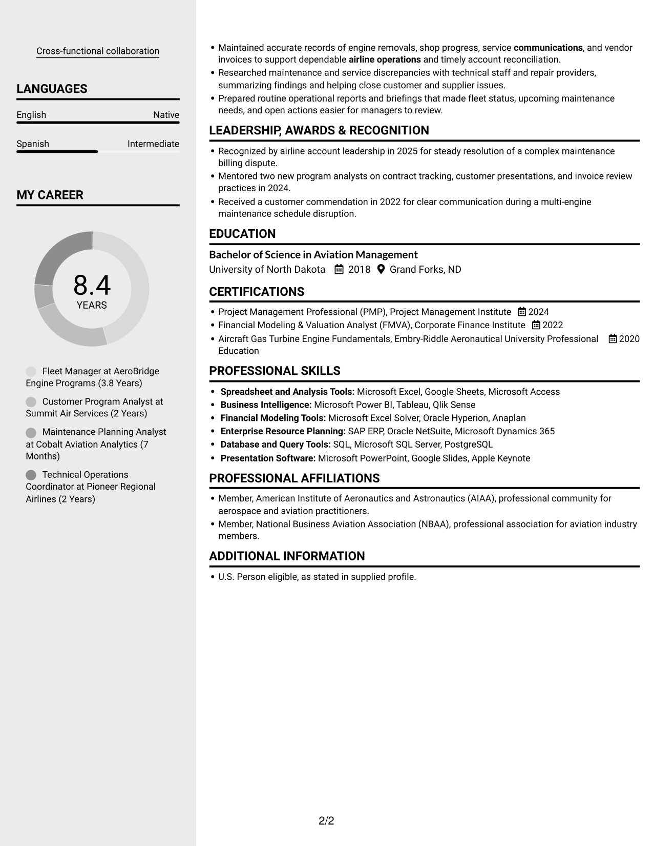 Resume example — page 2