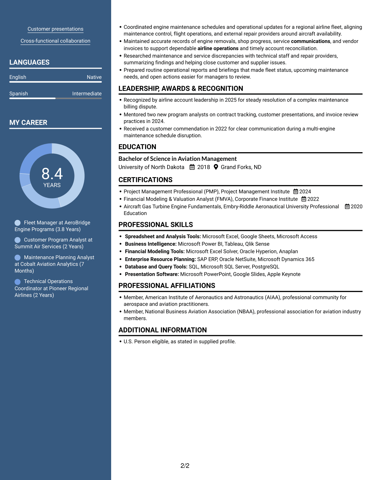 Resume example — page 2