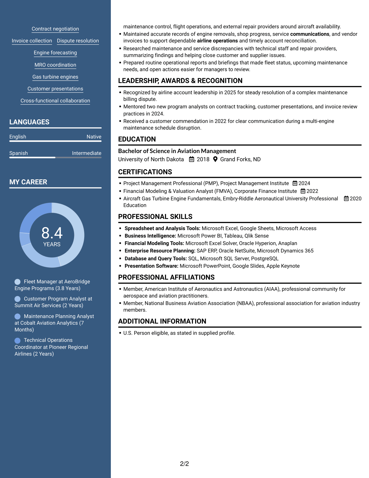Resume example — page 2