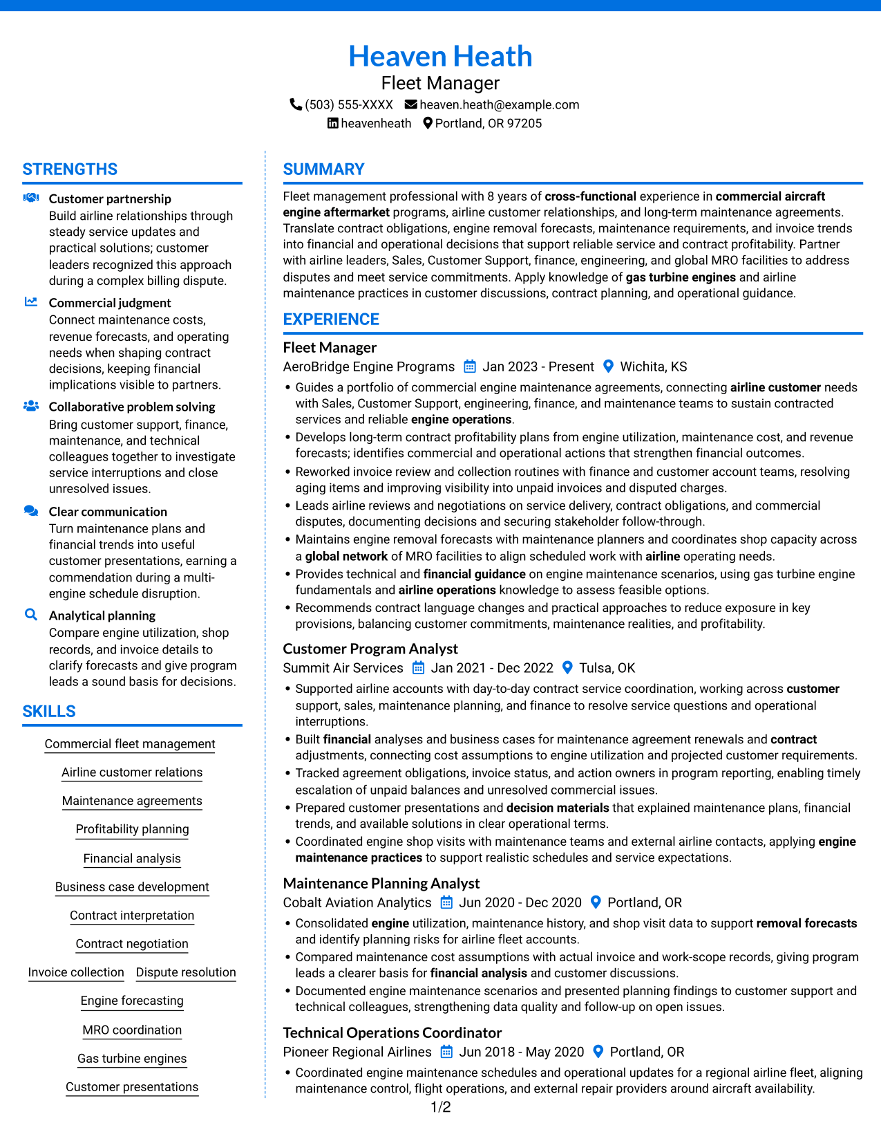 Resume example — page 1