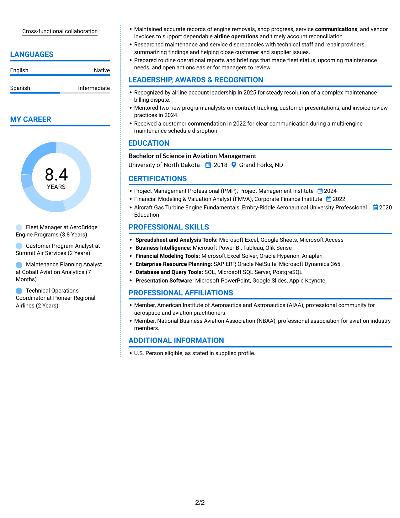 Resume example — page 2