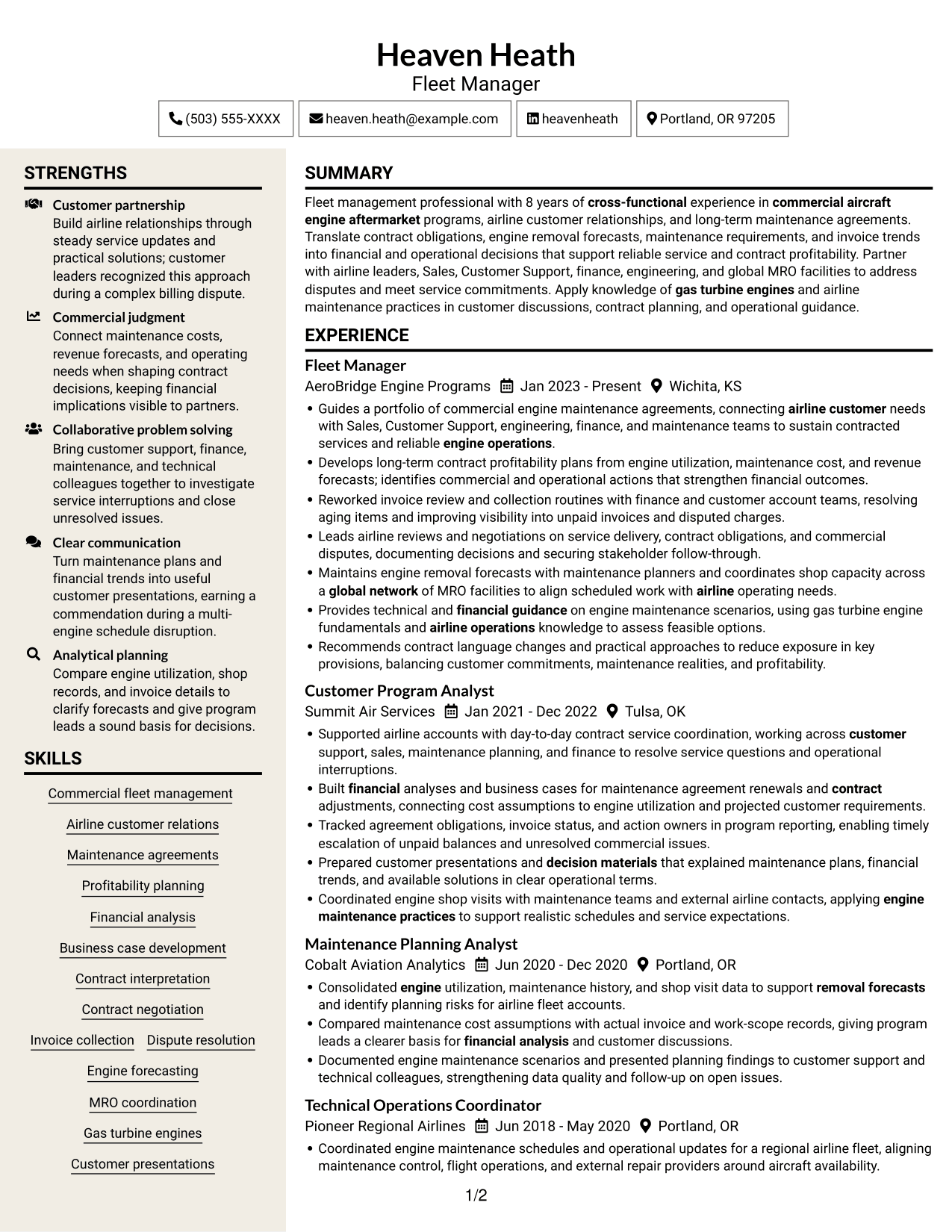 Resume example — page 1