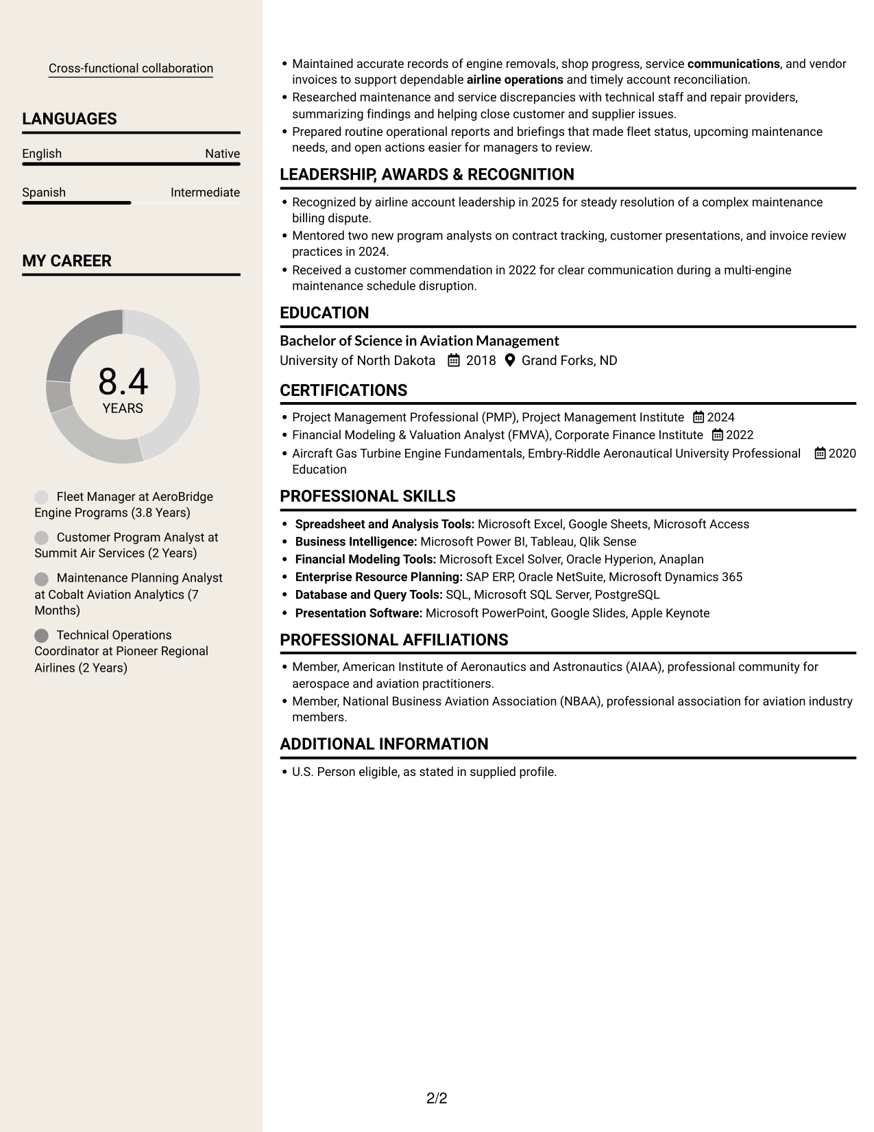 Resume example — page 2